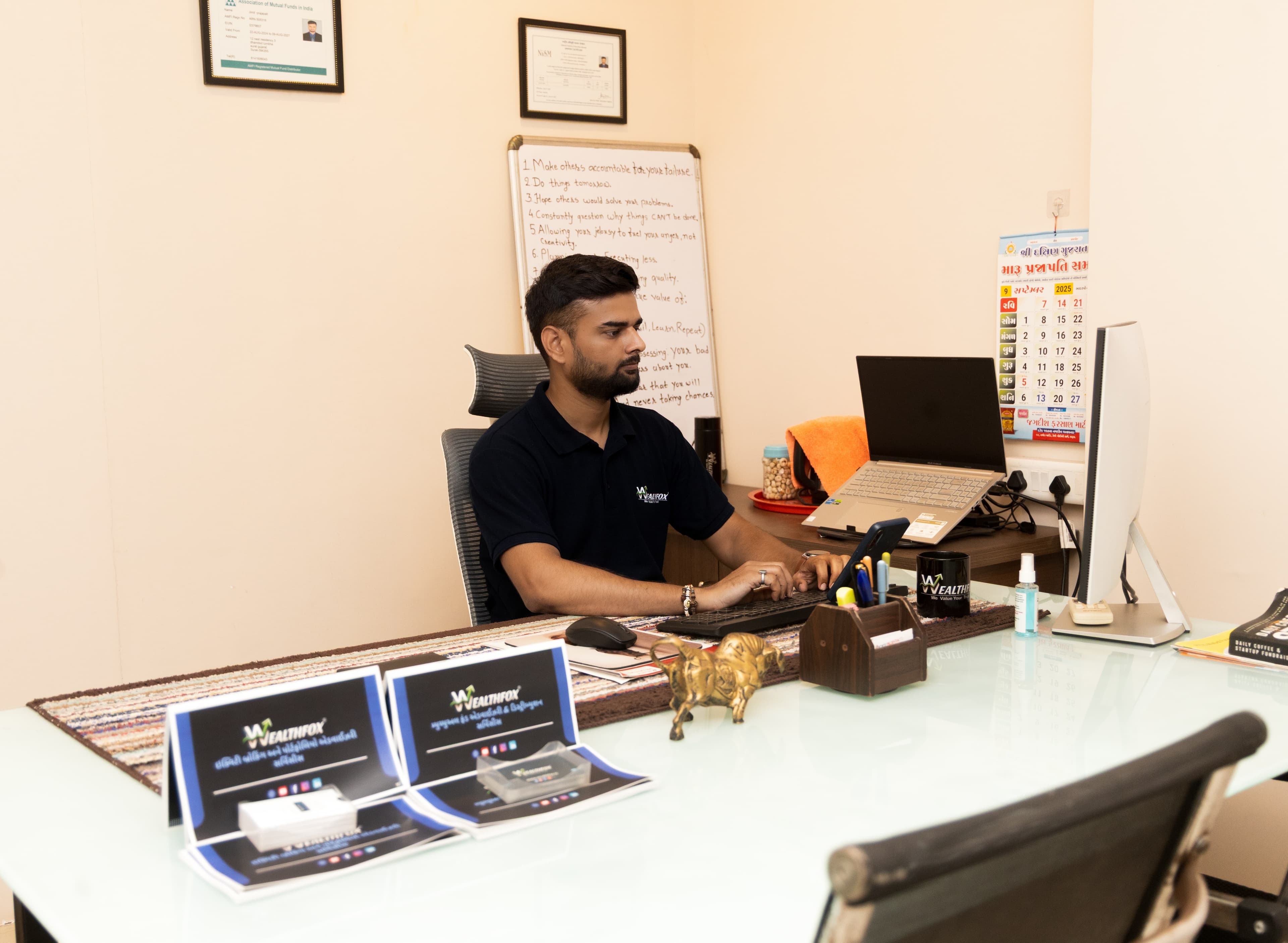 Professional financial advisory office setup with expert consultation environment